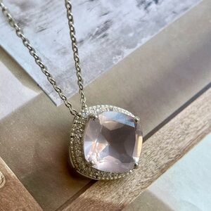 Natural gemstone Rose Quartz pendent with chain.